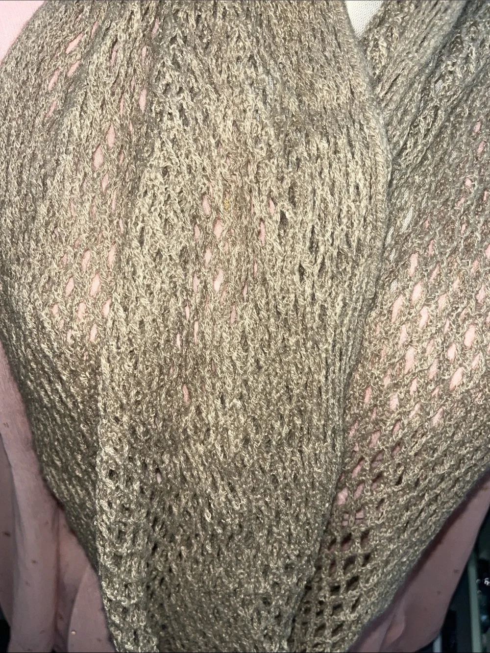 Light Taupe Knit Open-Weave Scarf - Women Accessories S224